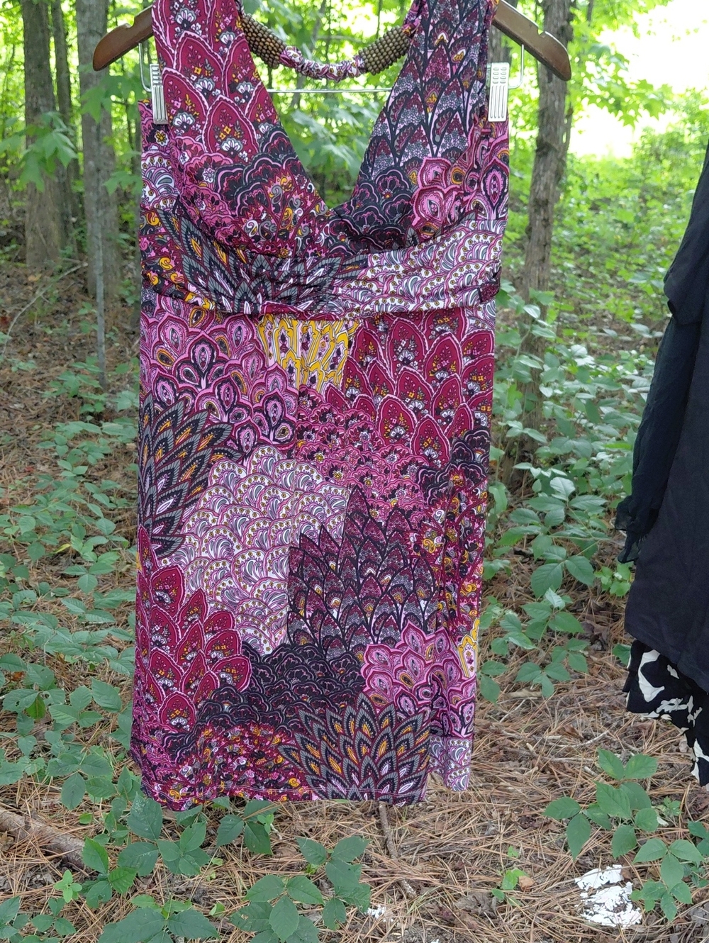Cristinalove Pink and Purple Paisley V-Neck Dress